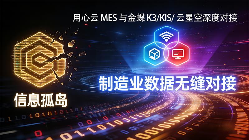 用心云MES动态--生产数据实时同步，成本降低15%！用心云MES与金蝶K3/KIS/云星空深度对接，破解制造业“信息孤岛”！